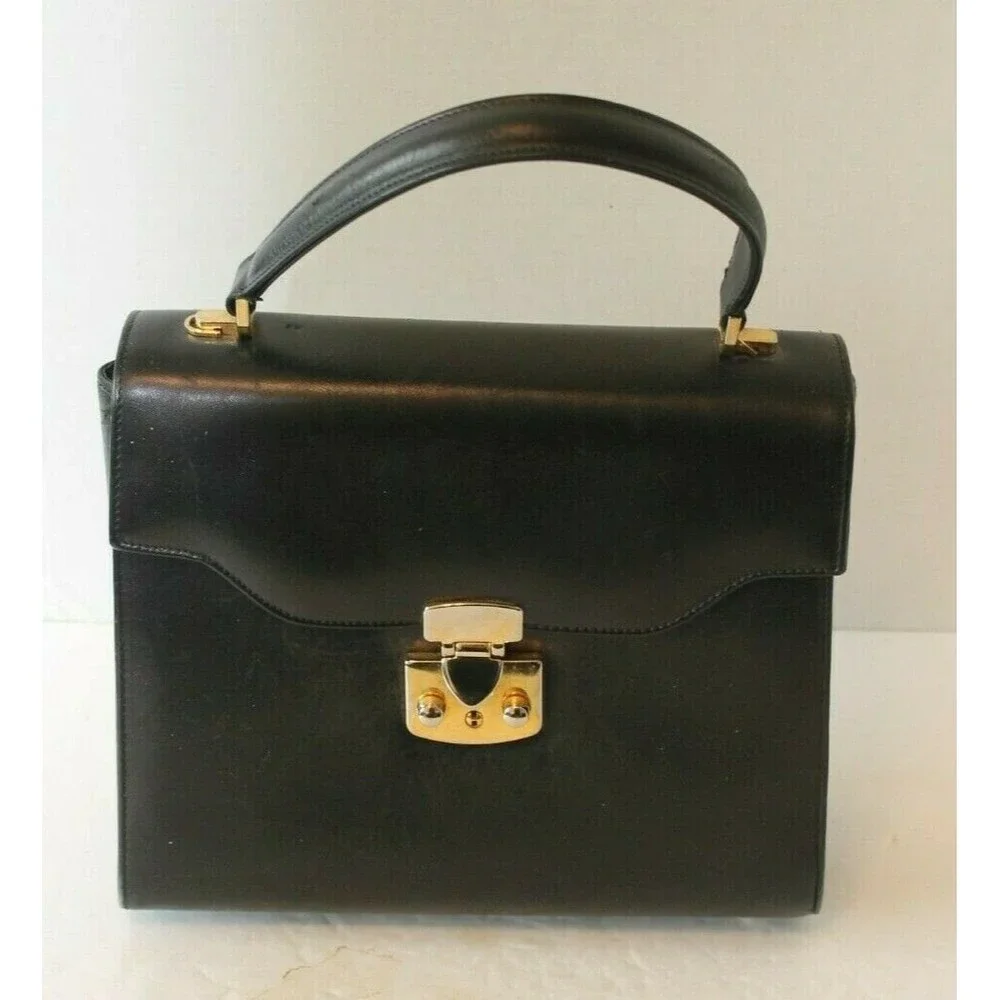 Scuola Del Cuoio Firenze Purse With Key Vintage Black Leather Italian Handbag